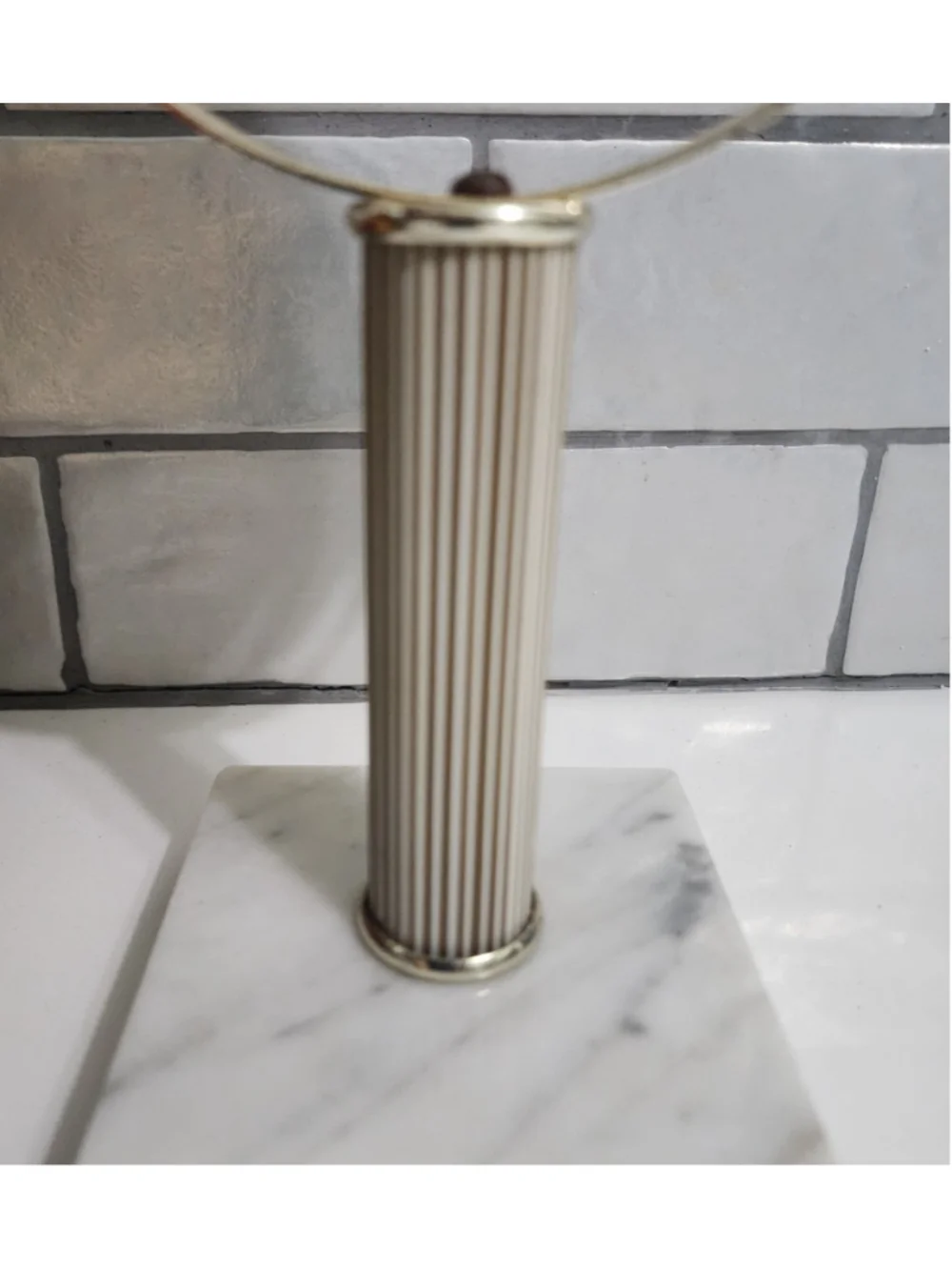 Vintage Italian Marble Vanity Mirror Brass Tone Swivel Makeup Mirror